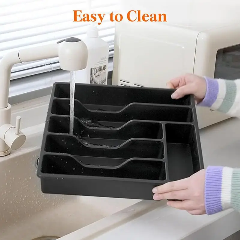 Kitchen Cutlery Storage Box Knife Holder Plastic Tray Fork Spoon Divider Drawer Box Tableware Organizer Kitchen Drawer Organizer