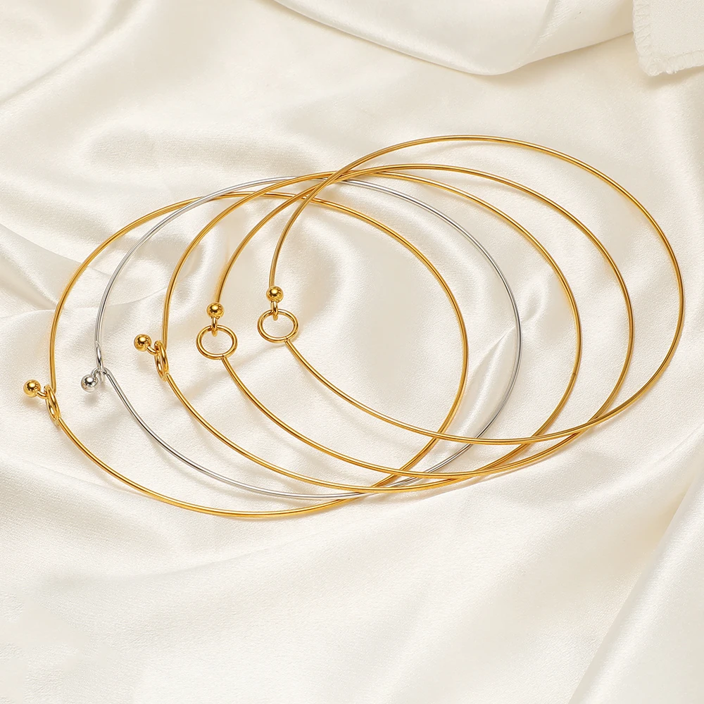 1 Stück Gold Edelstahl Drahtkette Halskette mit Runden Perlen und Kugel-Endkappe, Handgefertigt für DIY Schmuckherstellung Zubehör – Detail 5