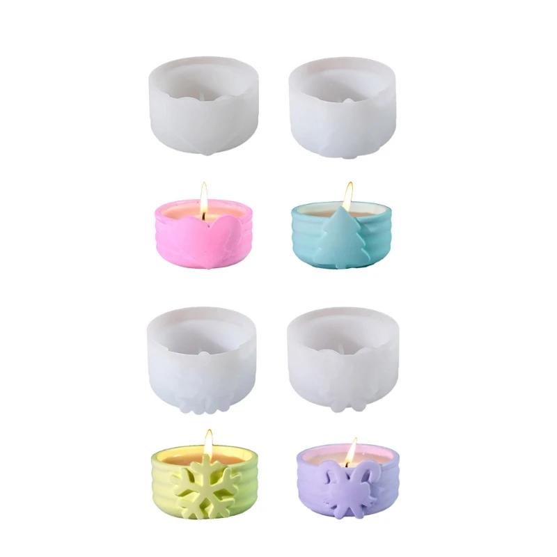 YQ Silicone Resin Molds Jewelry Box Molds Christmas Theme Craft Mold Silicone Candle Base Molds Suitable for Candle Holder