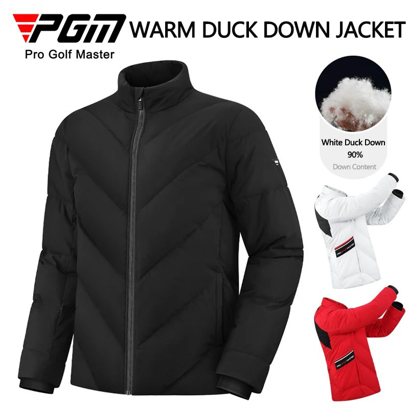 Pgm Men's Lightweight Golf Jacket Winter Thermal White Duck Down Jacket Waterproof Casual Coat Male Windproof Golf Apparel