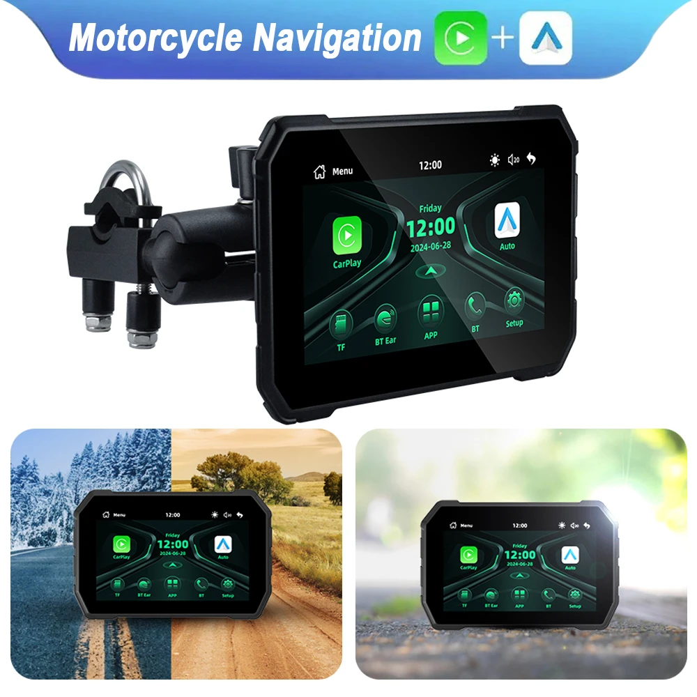 

5-дюймовый беспроводной CarPlay Moto Android Auto мотоцикл GPS-навигатор экран портативная цифровая приборная панель мотоцикла