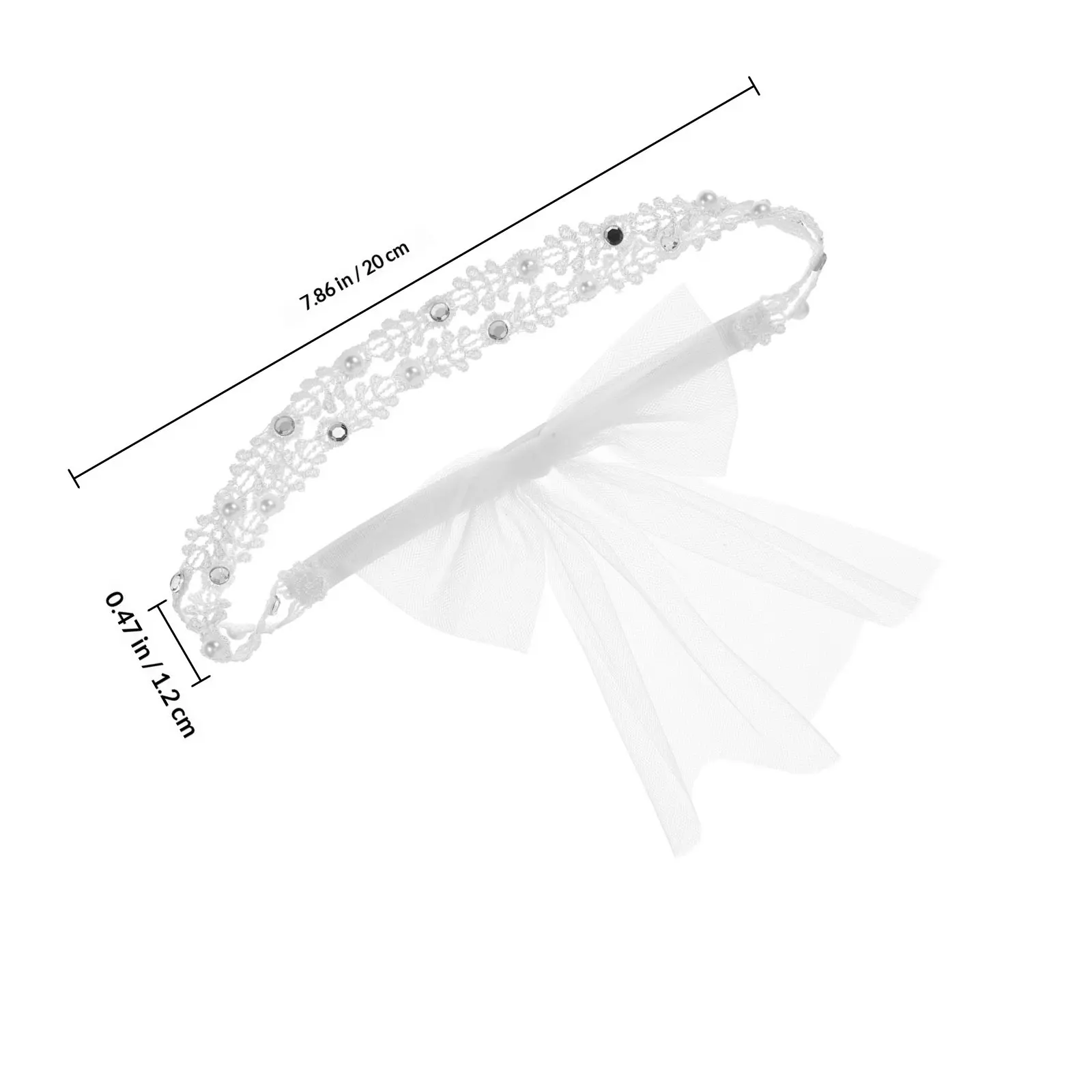 Hairband White Lace Bowknot Design Comfortable Elastic Hair Wrap for Daily Life Parties Photo Props