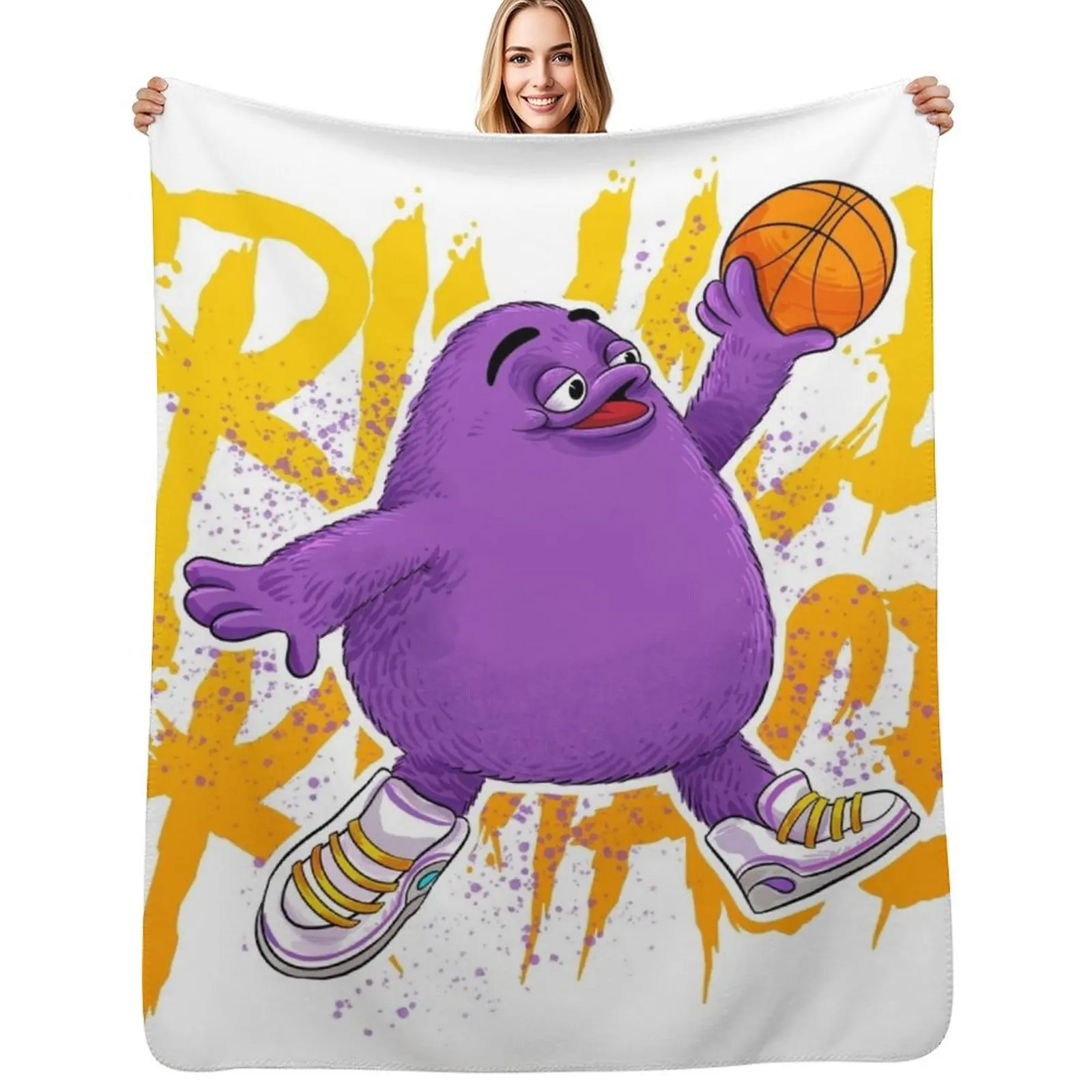 

grimace shake Throw Blanket Faux Fur Soft Warm Blanket for Bed