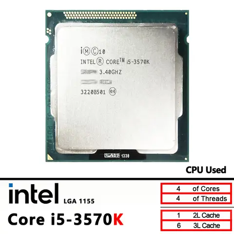 Intel Core i5-3570K i5 3570K 3.4 GHz Used Quad-Core Quad-Thread CPU  6M 77W LGA 1155
