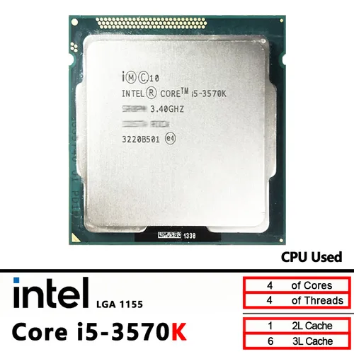 Imagen 2 del producto Intel Core i5 3570K procesador de CPU i5-3570K usado de 3,4 GHz de cuatro núcleos y cuatro hilos 6M 77W LGA 1155