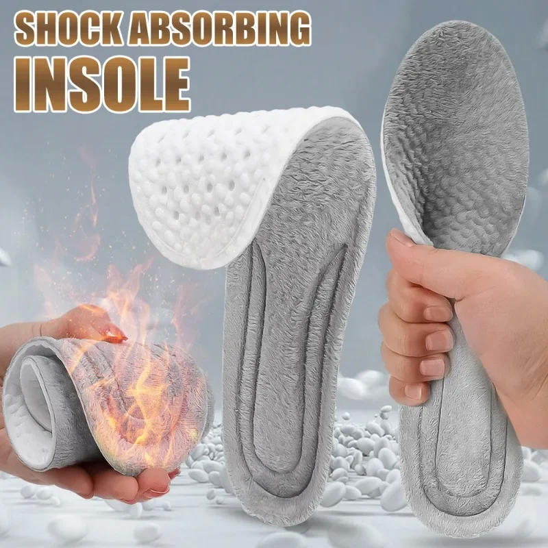 Thicken Self Heated Insoles Winter Plush Insoles Shock-absorbent Breathable Chill-proof Warm Fashion Women Men Absorbent Insoles