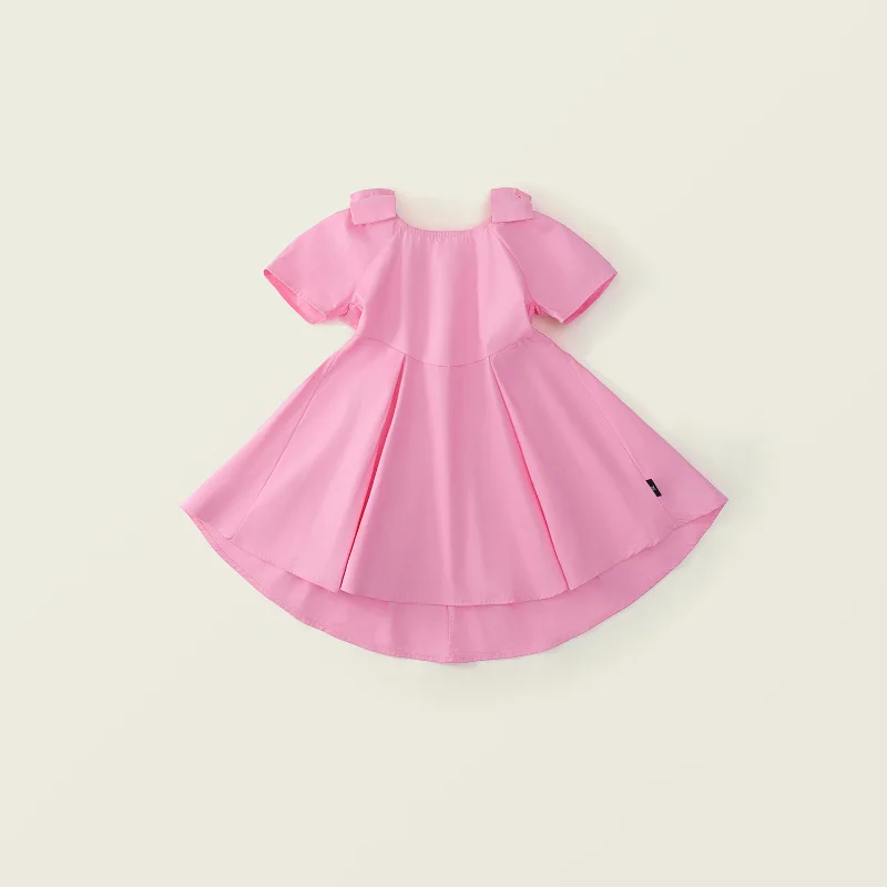 

Girls' Pink Short-sleeved Dress Summer New Girl Korean Version Sweet Wind Flower Princess Dress 2-8y Ropa De Niña