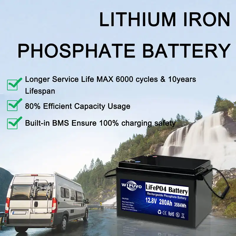 Portable LiFePO4 12V 280Ah 3584Wh With BMS 12.8V LiFePO4 Battery Pack Lithium Battery