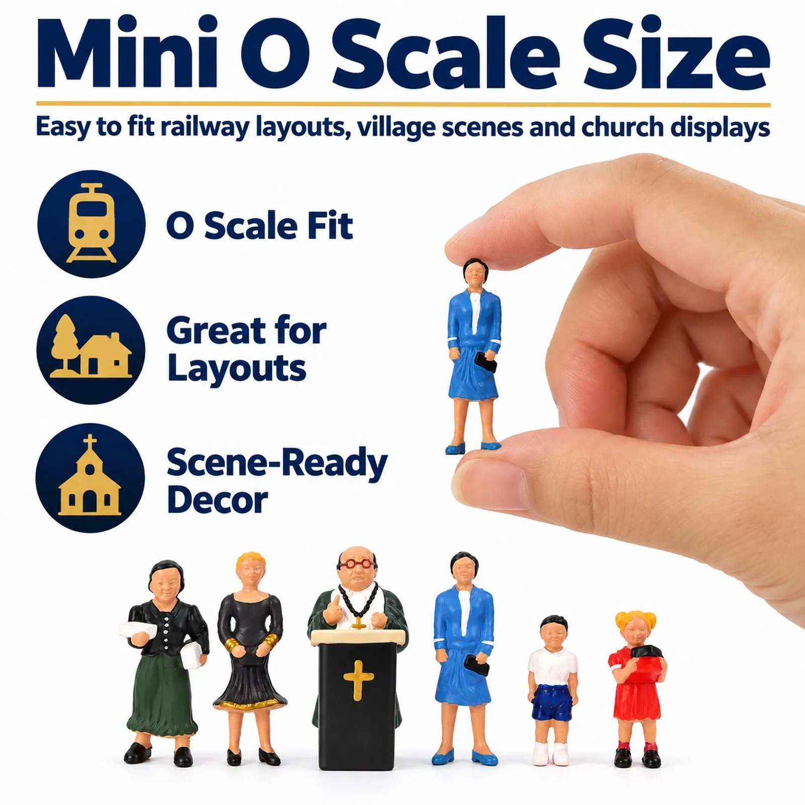 Model Railway O Scale Pastor & Congregation with Pulpit Figure Set for Model Church Pack of 6 HFPO7069