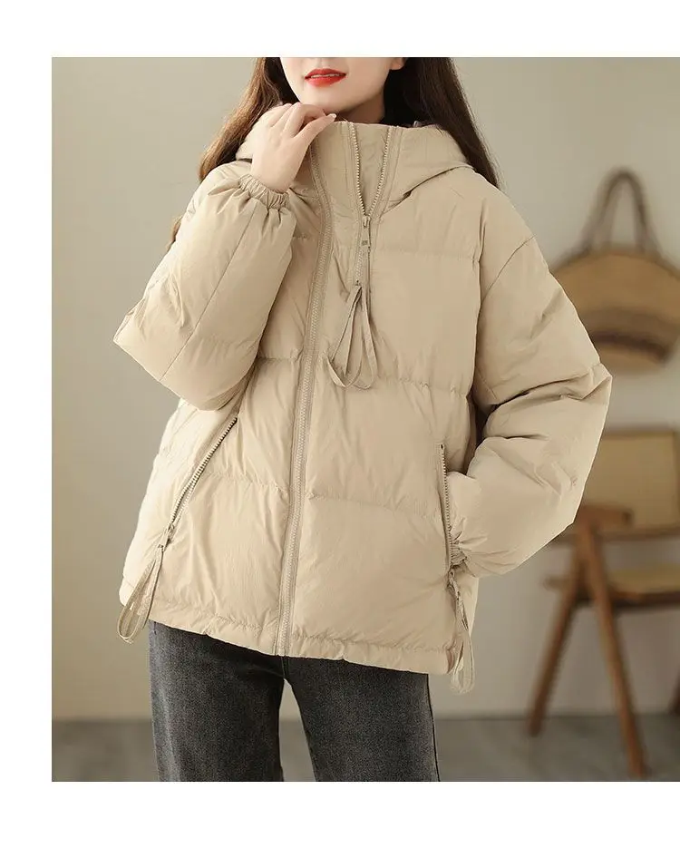 Down Cotton Jackets Women's Short Coat 2023 New Korean Loose Oversized Thick Jacket Fashion Hooded Popular Cotton Jacket Winter