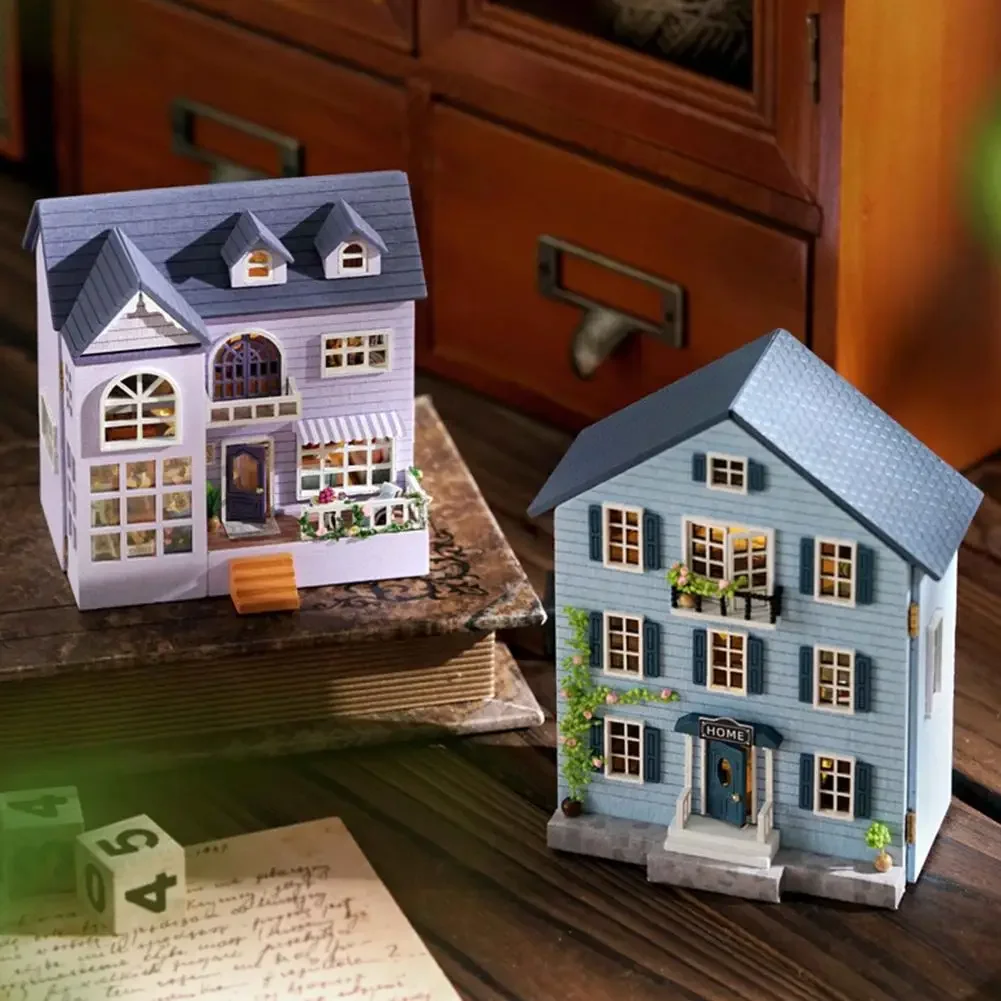 DIY Holz Miniatur Baukasten Puppen häuser mit Möbeln Licht Mini handgemachte Spielzeug für Mädchen