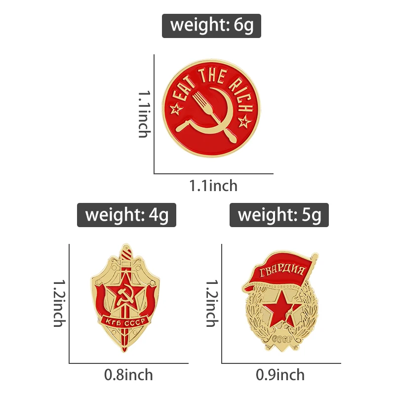 Sickle Hammer Pentagram Распад СССР Enamel Pin Victory Memorial Medal Russian Double Headed Eagle Brooch Lapel Badge Jewelry