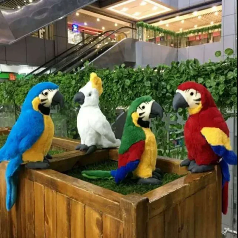 25cm Lifelike Parrot Plush Toys Soft Simulation Psittacidae Macaw Stuffed Toy Cute Wild Animals Birds Dolls Children Kids Gift