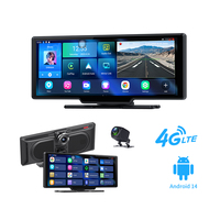 10.26 Inch Car DVR 4G+64G Carplay Auto 4G GPS Navigation Dashboard FHD Dual Lens Android 14 Rearview Mirror Recorder Dashcam
