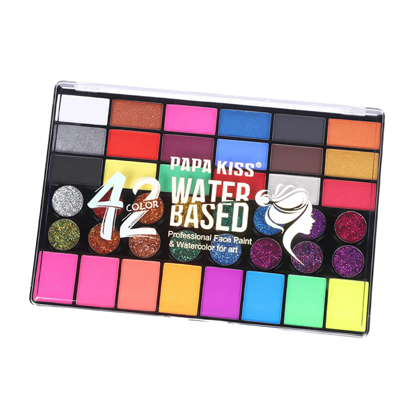 水性フェイス＆ボディペイントパレット ネオングリッター ウォッシャブルメイクアップキット カーニバルパーティー フェスティバル 練習用ボード
