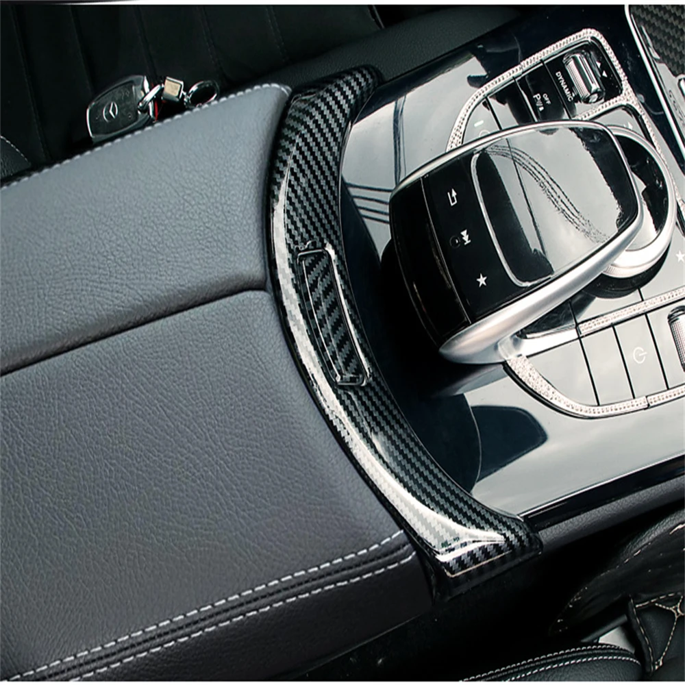 

C-Class Car Center Console Armrest Storage Box Button Cover Trim 2015-2022 for Mercedes Benz C GLC Class W205 X253 Carbon Fiber
