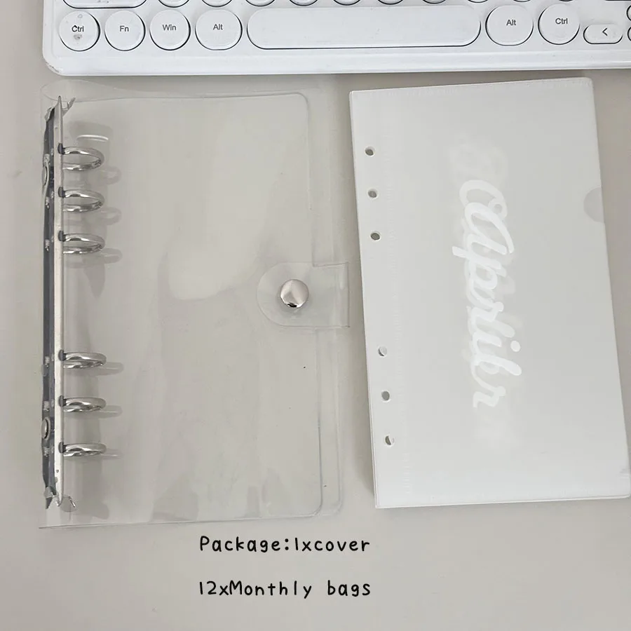 A6 12 Monats-Geldmanagement-Buch, lose Blätter bedruckte PP-Nachfüllbeutel, Sammelbuch für Binderkarten, Spar-Organizer – Detail 10