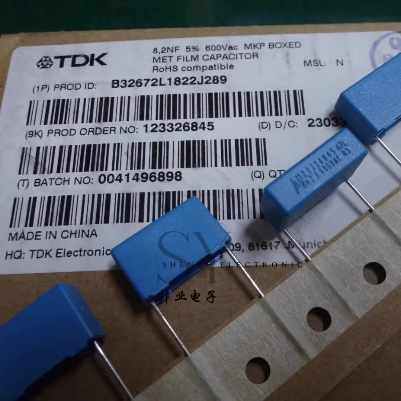 

10PCS EPCOS 0.0082uf/600vAC 8.2nf 8u2 8200pf 822 New film capacitor B32672L1822J