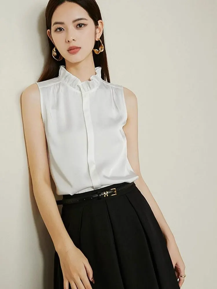 

Шикарный кружевной воротник Svel irt, женский однотонный простой многослойный жилет, ранний весенний топ, корейский свободный крой, деталь на пуговицах