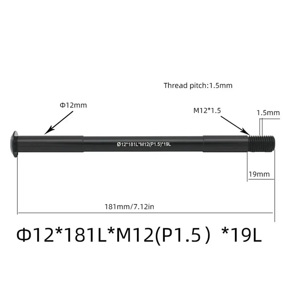 Bike Bicycle Replacement Front/Rear Thru Axle 12/15mm 122-181L P1.5/P1.75 Quick Release Hubs Tube Shaft Skewers Aluminum Alloy