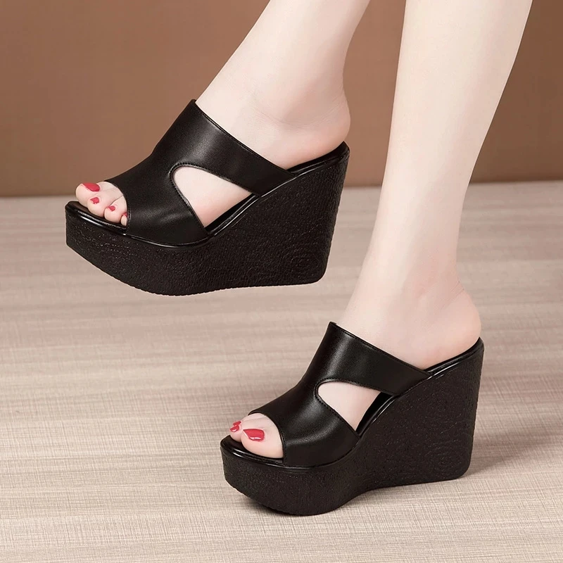 High Heel Wedges Sandals For Women 2023 Summer New Platform Fashion Footwear Red Black White Large Size Sandals