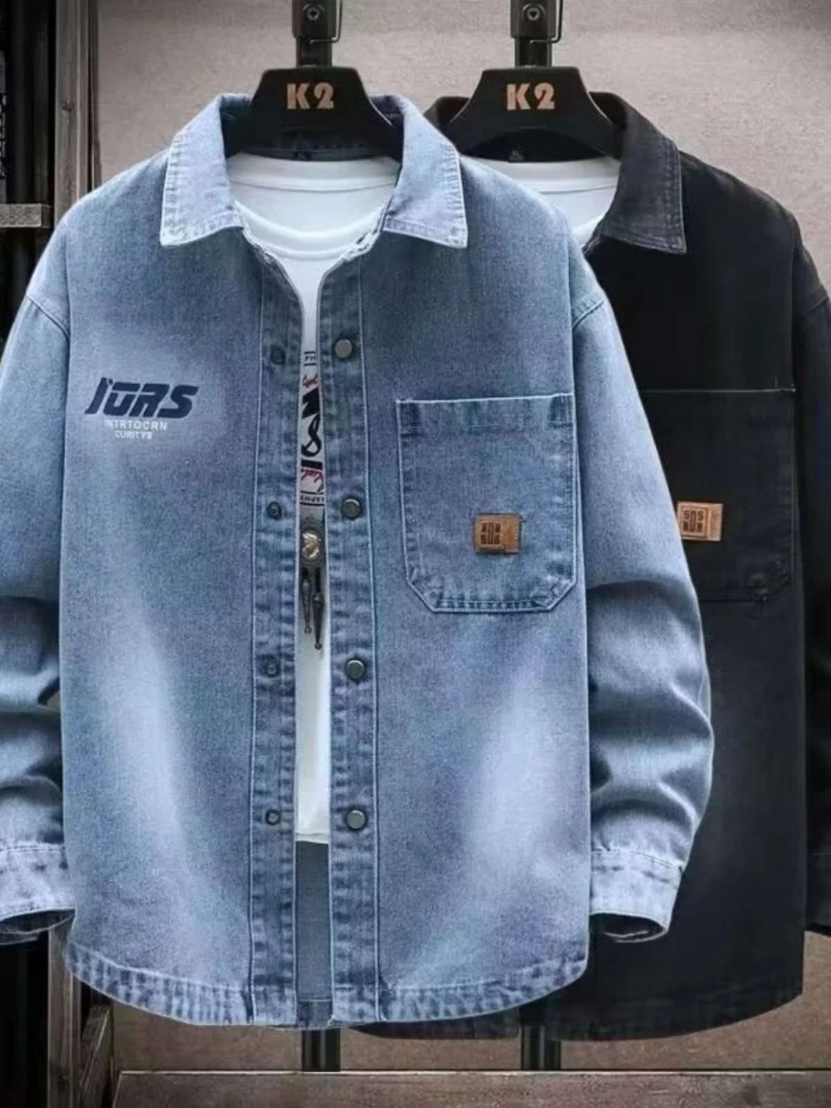 

Spring Autumn Thin Denim Jaet for Men Trendy 2024 New Sle High School Students Cool Faion Brand Jaet Stand Fit Pri...