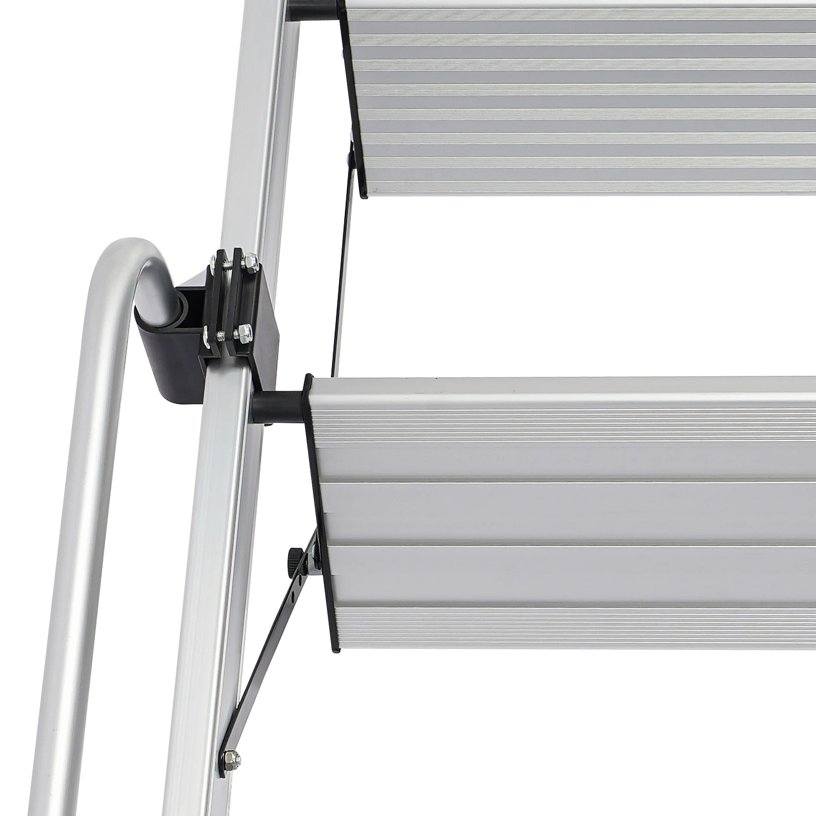 Stylish&Easy-Clean 4-Step Ladder - Silver Modern Design Blends Into Home Styles, Smooth Surface Wiped With Damp Rag