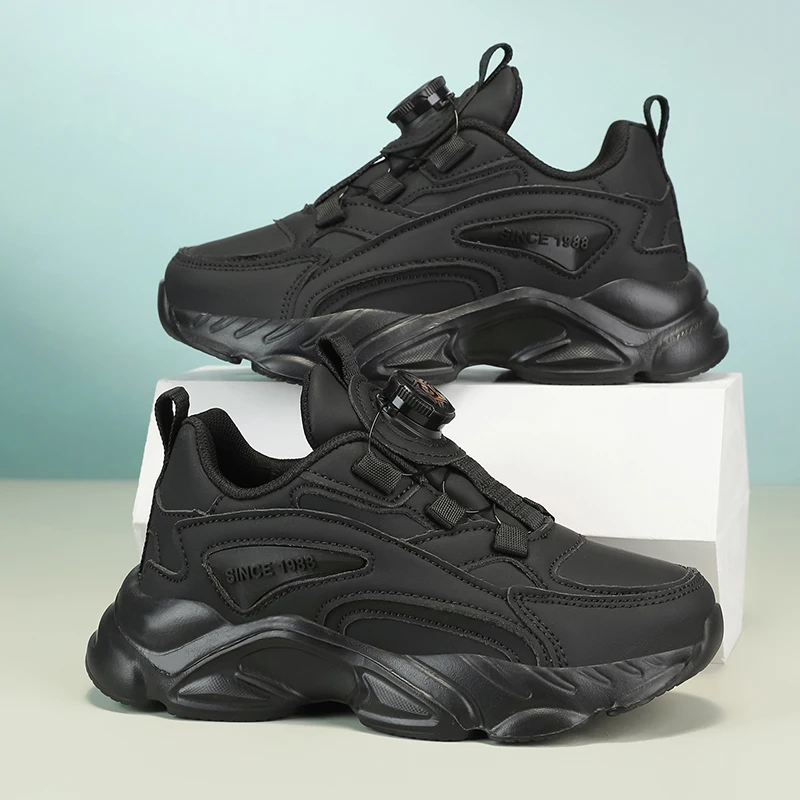 

Boys Leather Shoes Children Sneaker Lightweight Comfortable PU Autumn Kids Casual Sneaker Black Origin Boys Sneaker