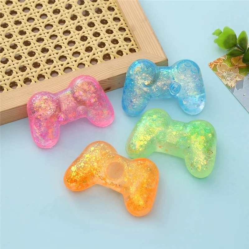 Transparent Glitter Game Controller Maltose Squeeze Toy Slow Rebound Hand Pinch Toy Reusable Stress Relief Toy for ADHD Autism