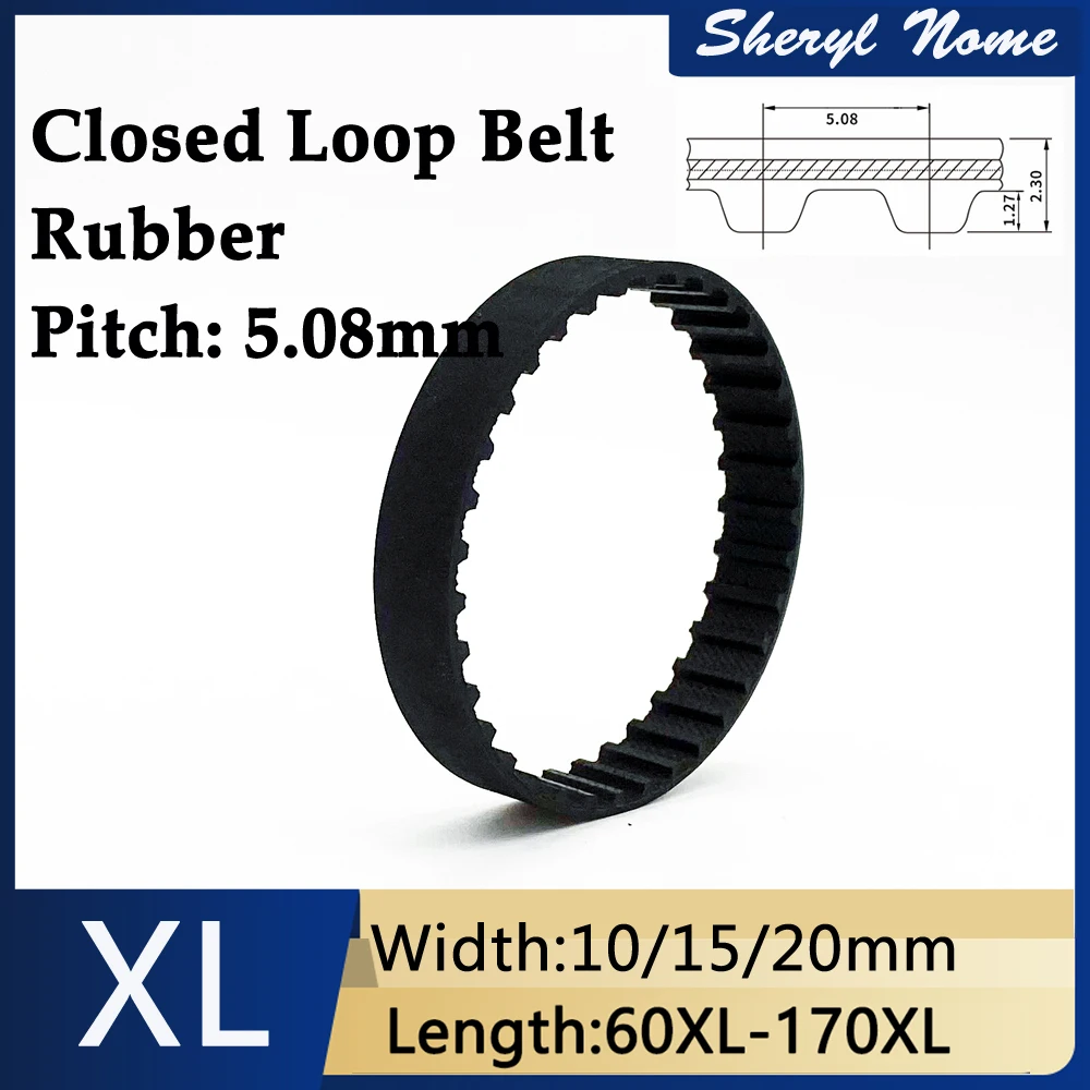 Cinturón síncrono de anillo de goma XL, cinturón dentado de alto torque, ancho de banda de 10/15/20mm, perímetro de 60-162mm