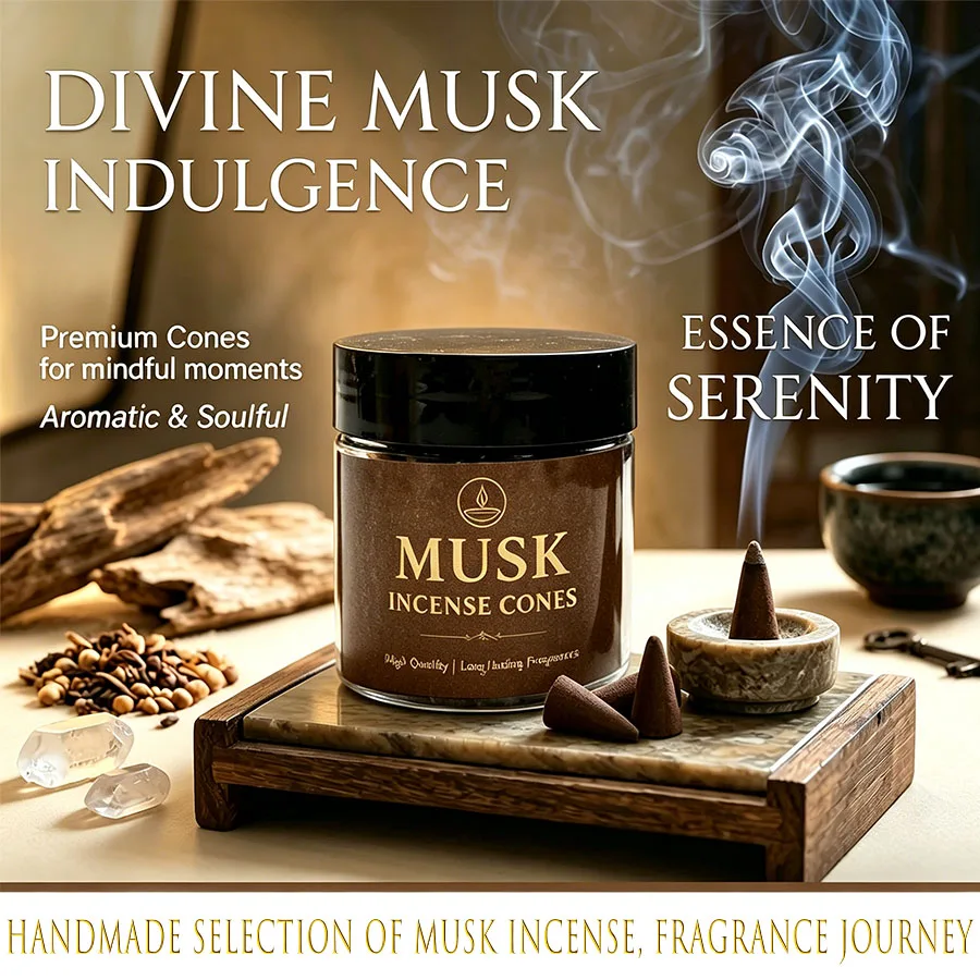 Cônes d'encens au musc blanc de haute qualité - 17/51 pièces dans un pot exquis, émettant un arôme chaleureux et spirituel, créant un moment de tranquillité unique, rehaussant vos rituels quotidiens, parfaits pour le y