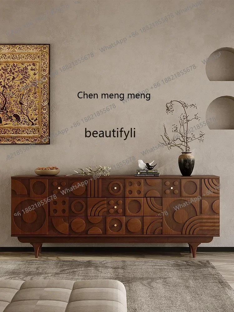 CC Entrance solid wood carving flower living room home locker retro multi-purpose floor-to-ceiling wall cabinet