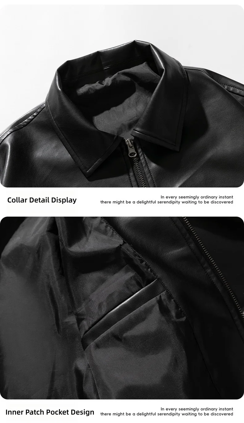 Men's Retro Leather Jacket Durable, Versatile Minimalist, Vintage-Style, Couple's Oversized PU Leather Jacket Cool Girl Women