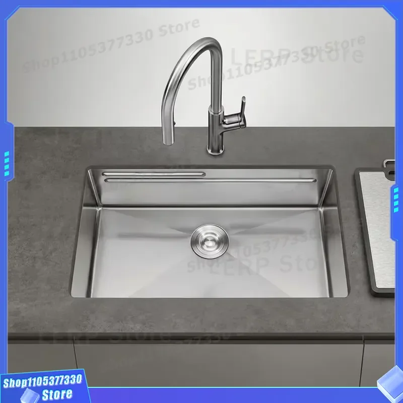 Handcrafted 304 Stainless Steel Single Bowl Kitchen Sink Undermount Basin Modern Luxury Style for Home Furniture Decoration