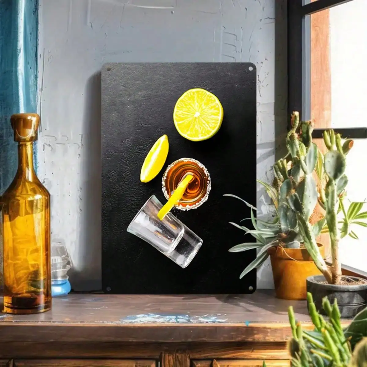 1PC Lemon Honey Drink Tin Sign - Bar/Kitchen Wall Decor, Vibrant Metal Art, 8x12 Inches/20x30 Cm