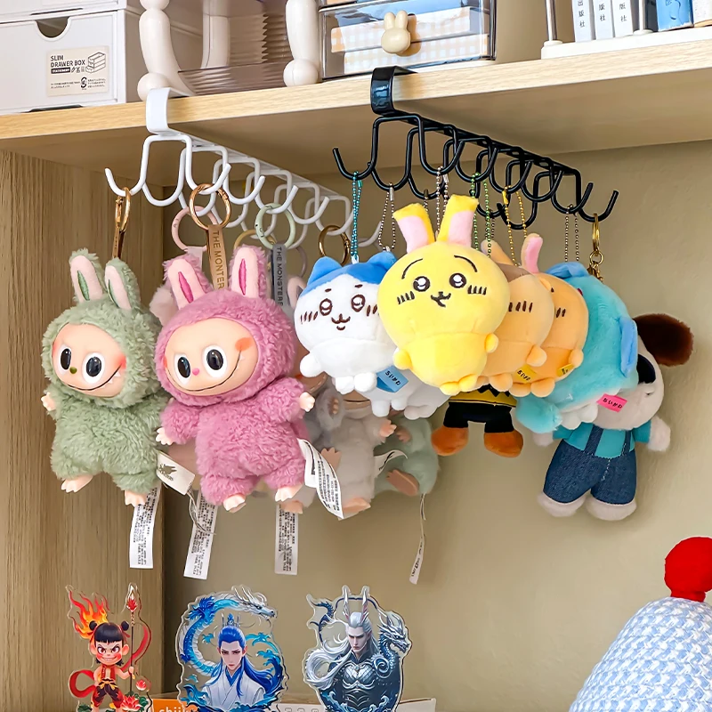 Para boneca de pelúcia labubu armazenamento gancho chaveiro rack exibição pendurado boneca pingente telefone corrente cozinha copo espátula rack armazenamento