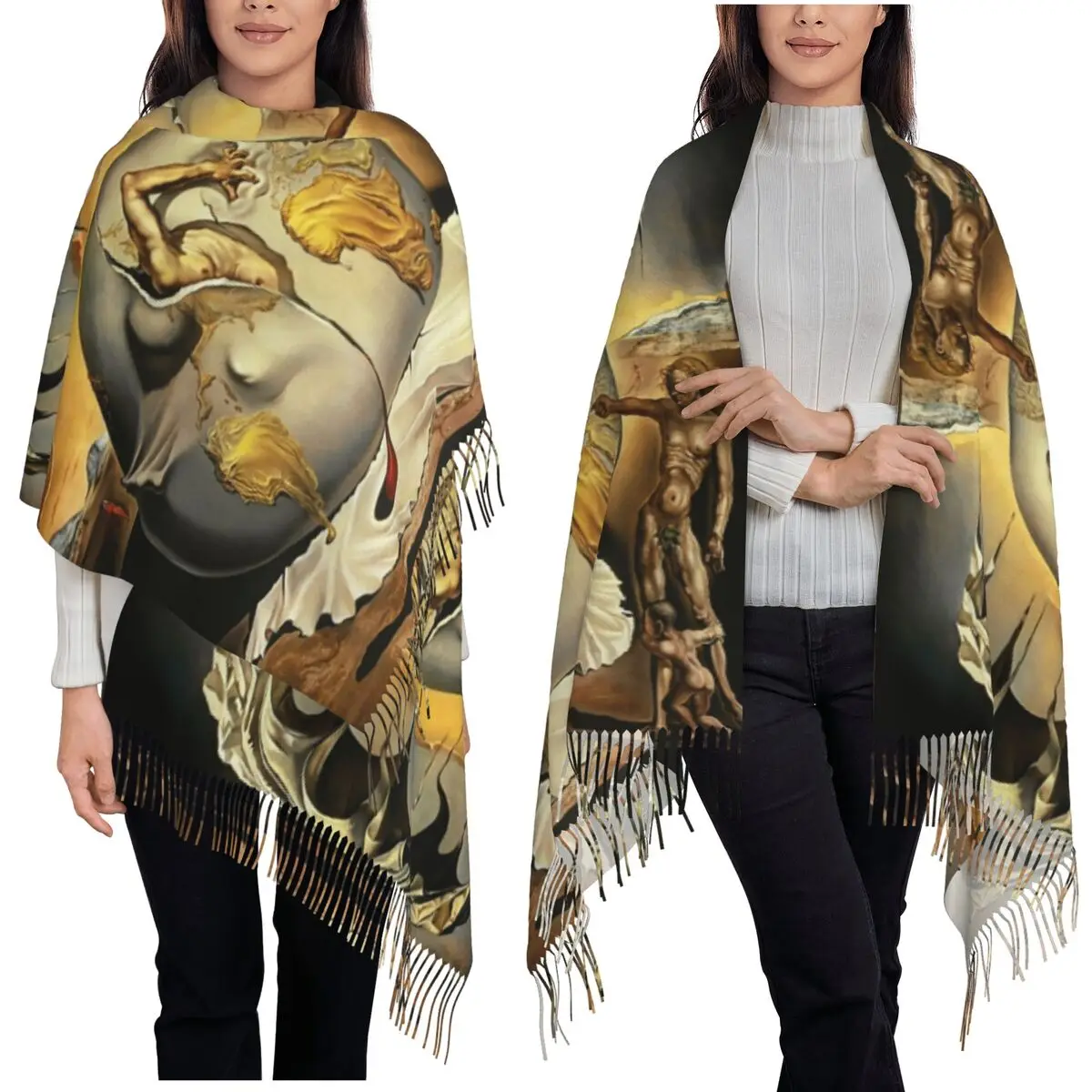 

Geopoliticus Child Watching The Birth Of The New Man Salvador Dali Painting Scarf Tassel Scarves Shawl and Wraps Long Shawl Wrap
