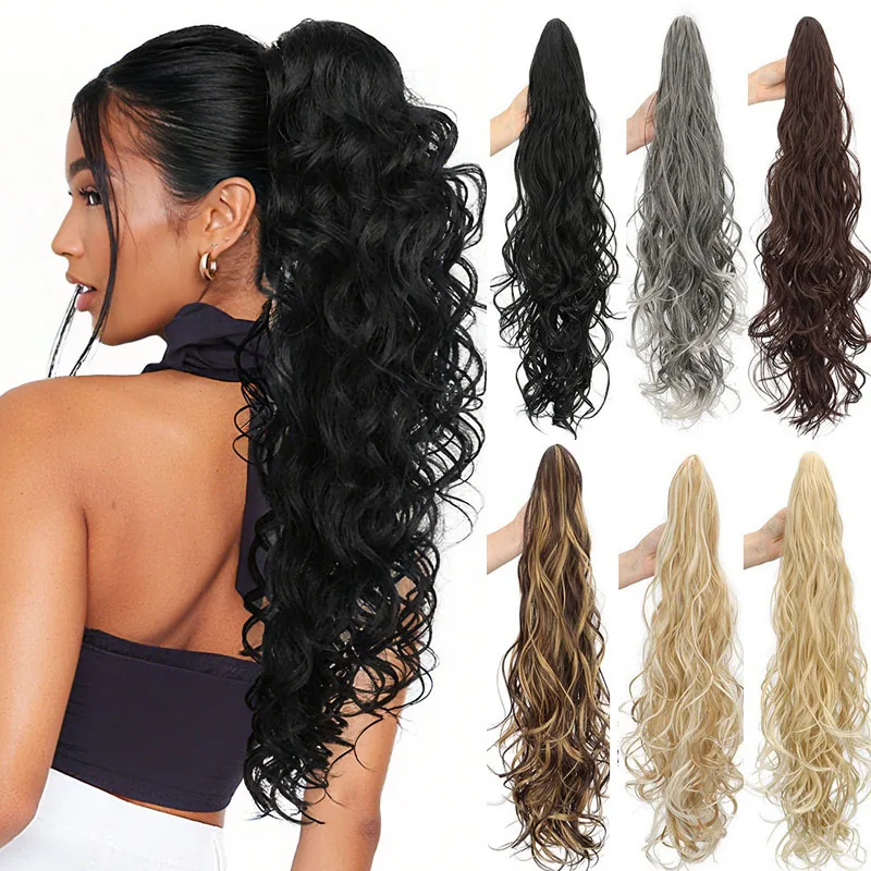 

Synthetic Long Curly Layered ponytail Hair Extension Claw Clip in Ponytail Black Brown Blonde Hairpiece for Women