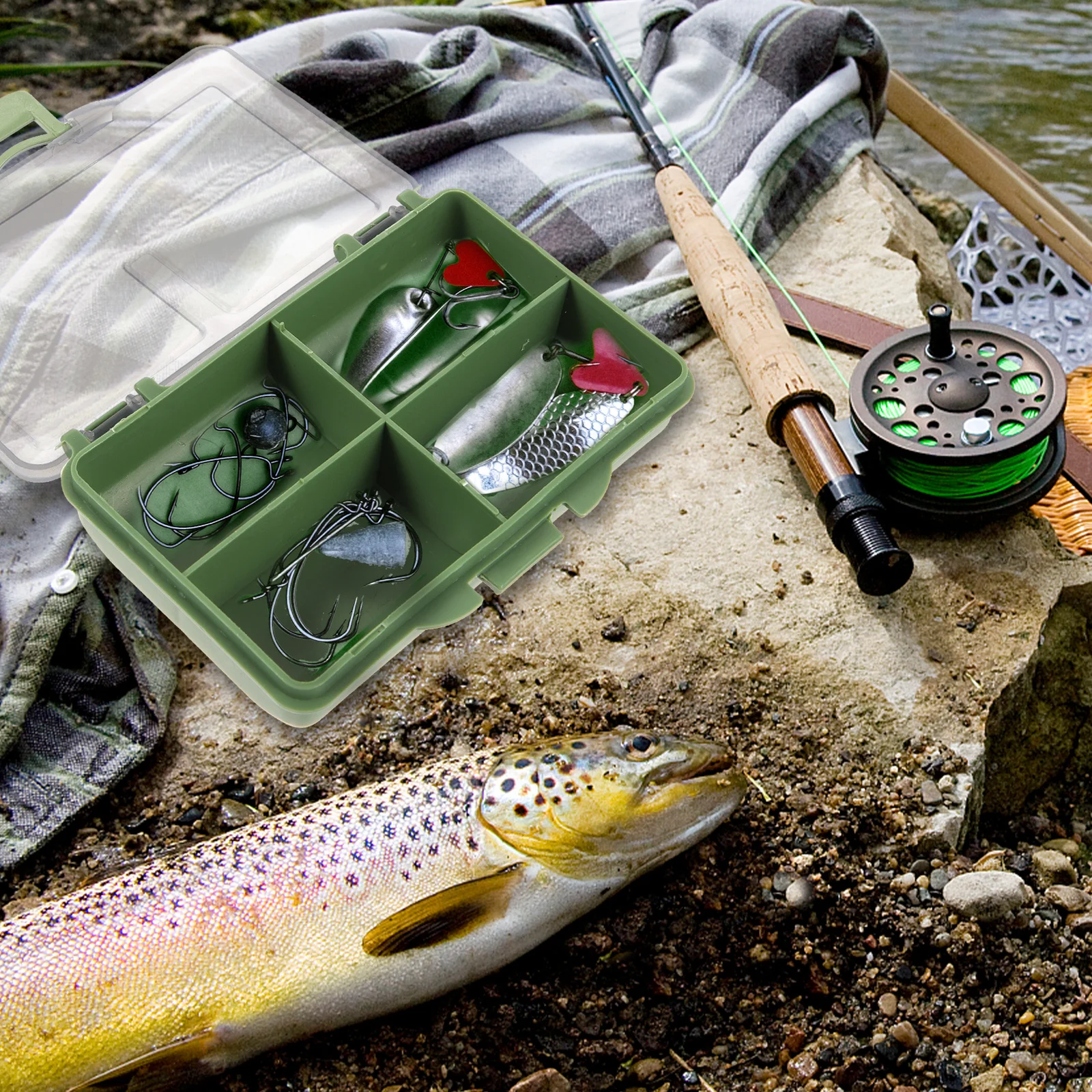 

Large Capacity Fishing Tackle Organizer Box with Multiple Grids Storage Compartments for Hooks Baits Lures Portable Fishing
