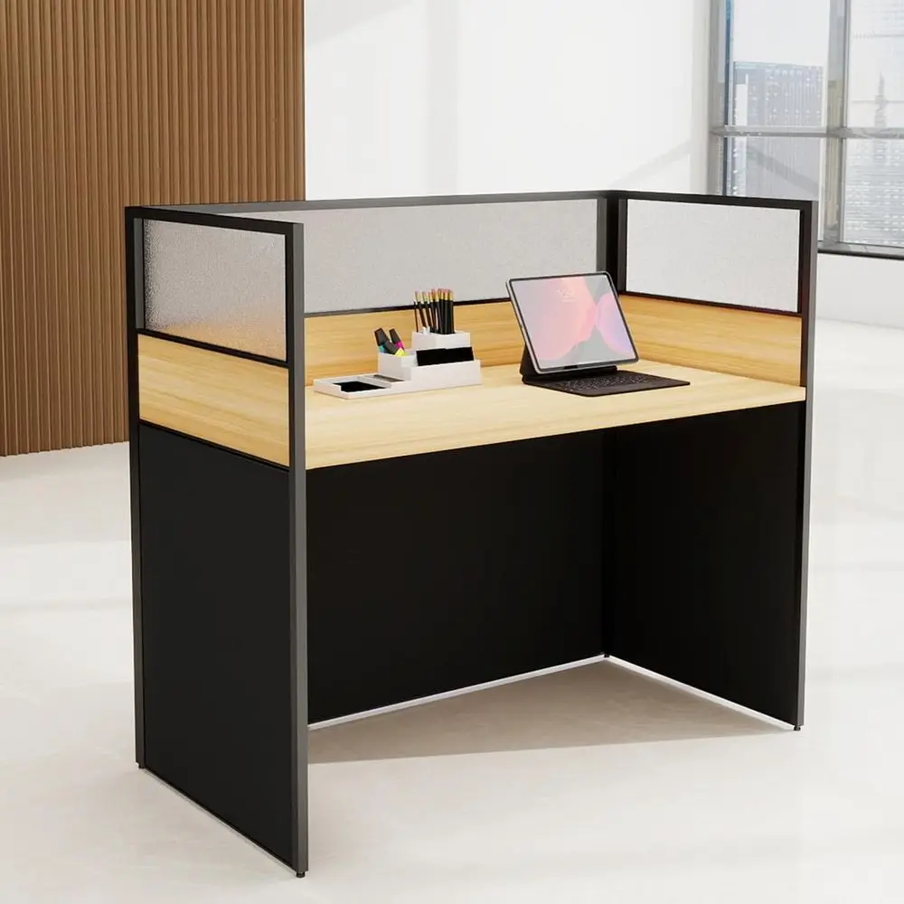 

Desks with Soundproof Partitions, Cable Management, and Suitable for Home Office or Study (1 Person, Cabinet-Free)