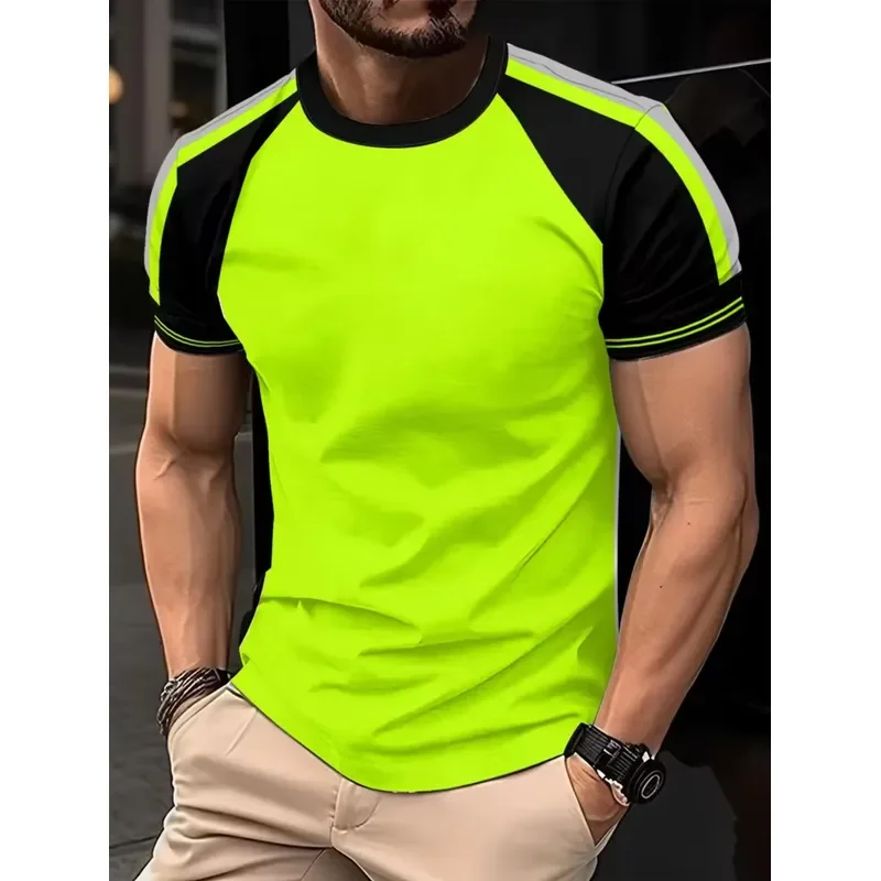 3D Printed Men T Shirt 2026 New Secure Logo Color Block Short Sleeve Tee Fashion Summer Casual Daily Work Wear Top 2026