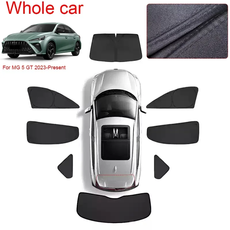 For MG 5 GT 2023-Present Car Black Window Privacy Sunshade Auto Anti-UV Heat Insulation Protect Cover Interior Accessory