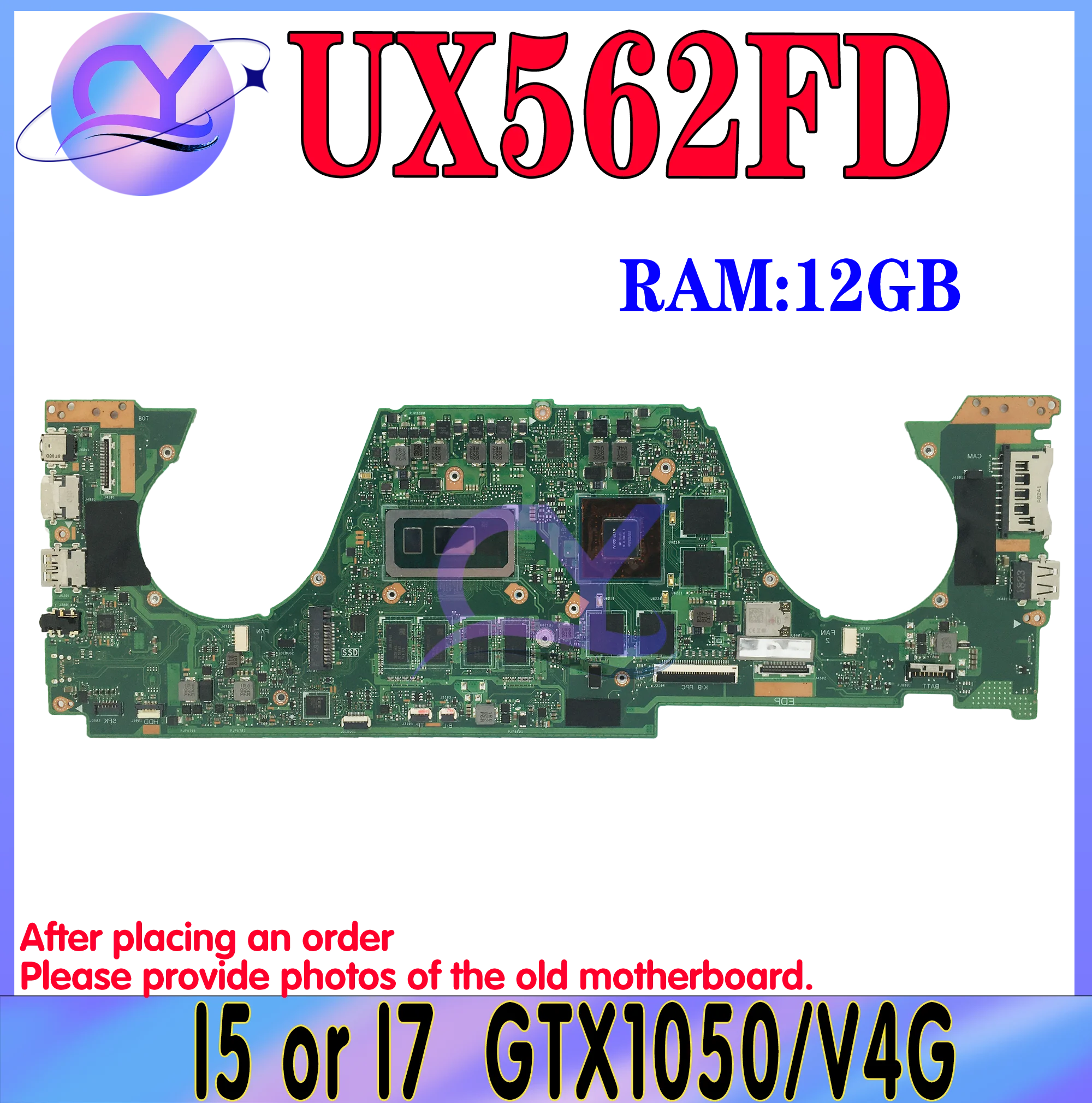 KEFU Mainboard For ASUS Zenbook Flip 15 UX562FD UX562F UX562 Q547 Q547FD Laptop Motherboard I5 I7 8th Gen 12G/RAM GTX1050/V2G