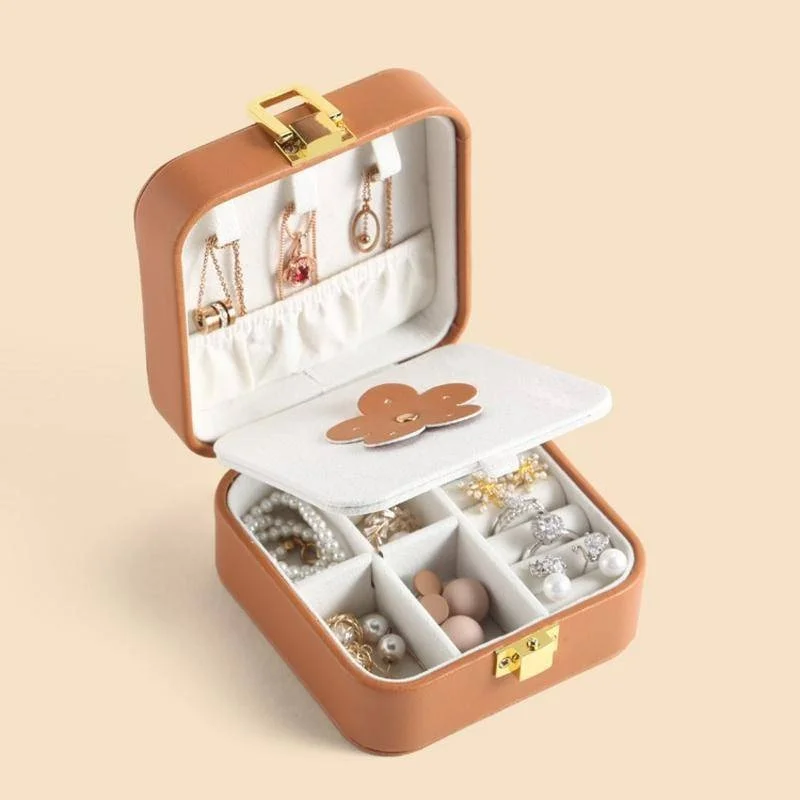 

Small Jewelry Organizer Travel Jewelry Case Box Necklace Pendant Rings Earring Storage Holder with Mirror for Women Men Gift