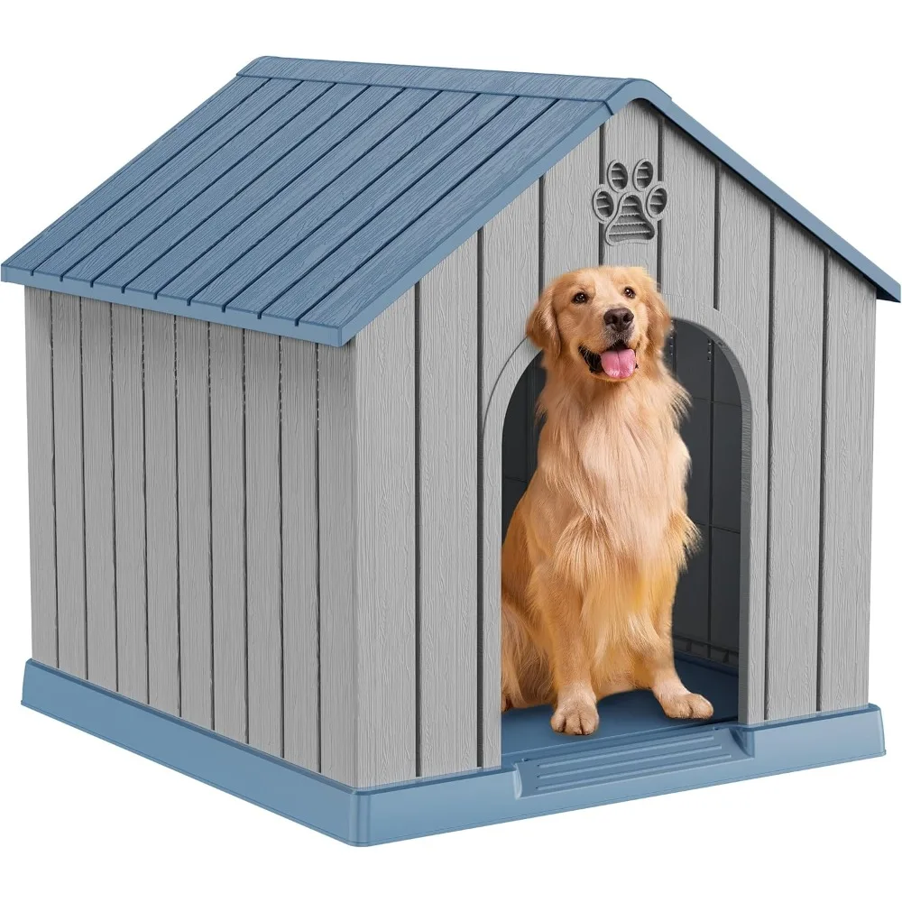 

Indoor Outdoor Waterproof Dog House,PP Material,Puppy Shelter with Air Vents and Elevated Floor,Sturdy Dog Kennel for Small