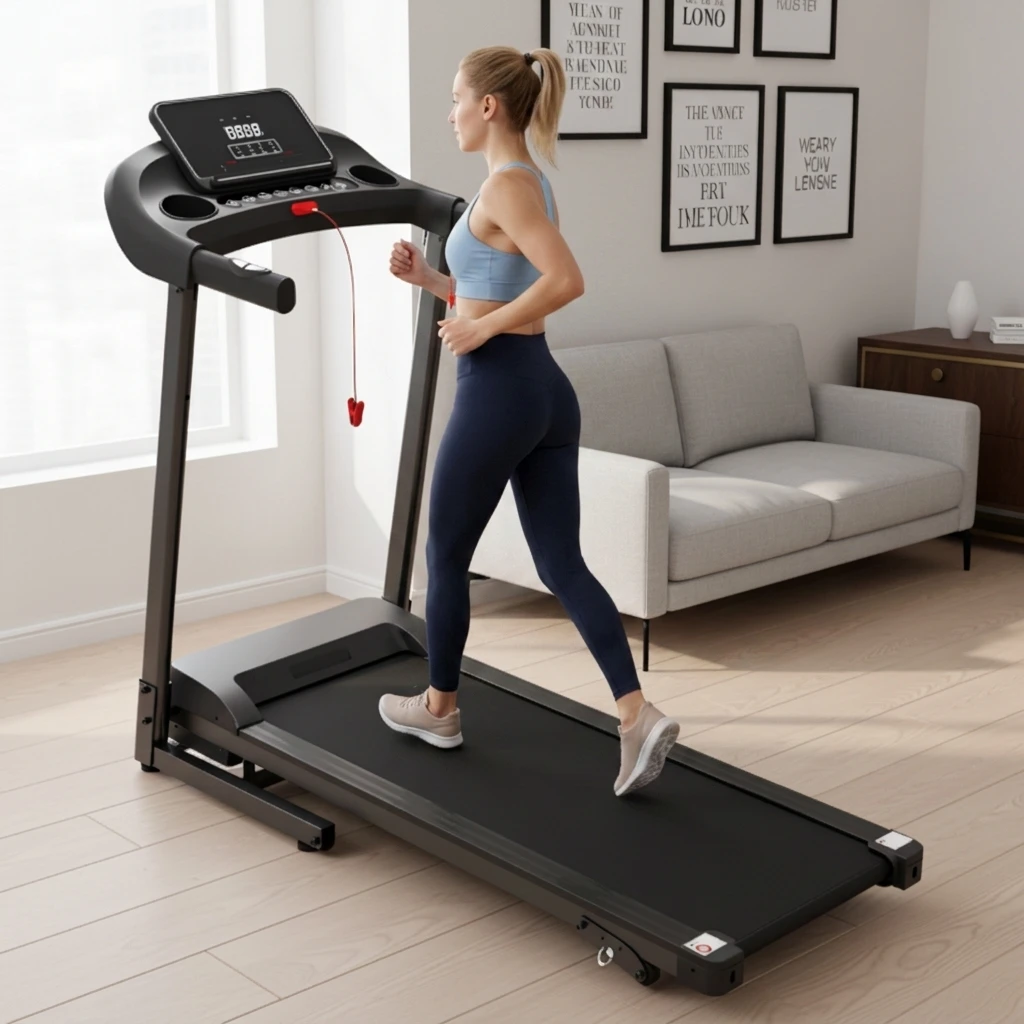 Auto Incline 15‑Level Treadmill,LED Display Indoor Training Running Machine for Home Workout