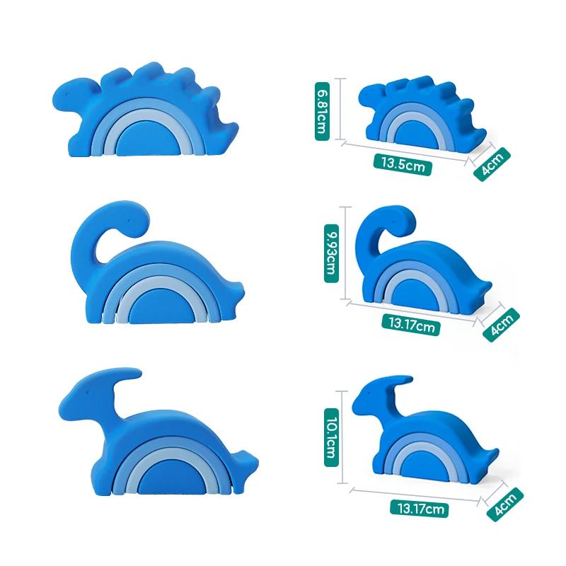 1Set blocchi di costruzione morbidi blocchi impilabili in Silicone giocattolo per bambini forma rotonda giocattolo da costruzione in Silicone massaggiagengive in gomma giocattolo Montessori