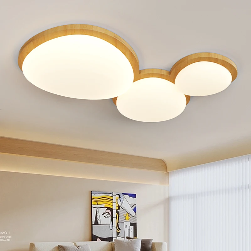 Beige Simple LED Burlywood Ceiling Light Walnut Bedroom Modern Lighting Living Room Balcony Indoor Lamp Home Interior Decor Lamp