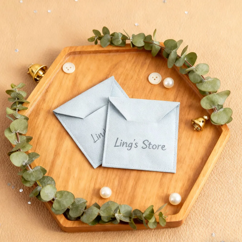 

100Pcs Microfiber Jewelry Gift Bag Light Blue Candy Soap Oil Perfume USB Disk Lipstick Eyelash Storage Pouch DIY Box Accessories