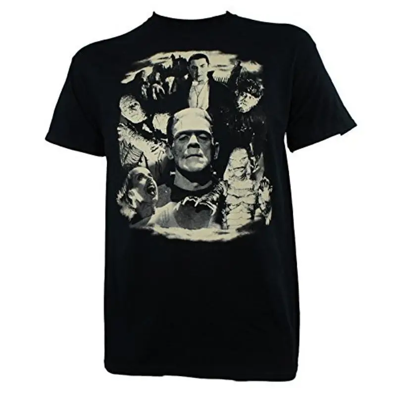 

Universal Monsters Mens Dracula Frankenstein Bride Glow in the Dark T-Shirt